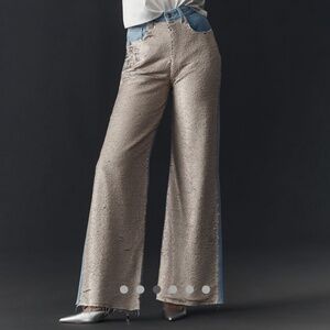 Anthropologie Sequin High-Rise Wide-Leg Skater Jeans by Pilcro Size 28